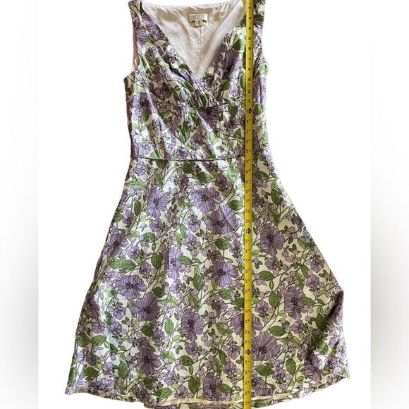 Loft floral sleeveless summer midi dress fit &  flare side zipper sz 10 - Picture 7 of 9